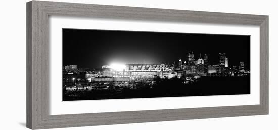 Stadium Lit Up at Night in a City, Heinz Field, Three Rivers Stadium, Pittsburgh, Pennsylvania, USA-null-Framed Photographic Print