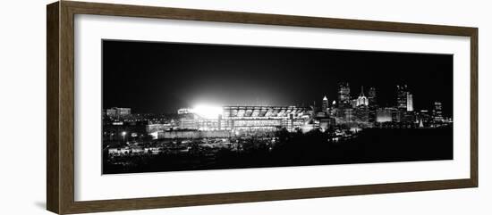 Stadium Lit Up at Night in a City, Heinz Field, Three Rivers Stadium, Pittsburgh, Pennsylvania, USA-null-Framed Photographic Print