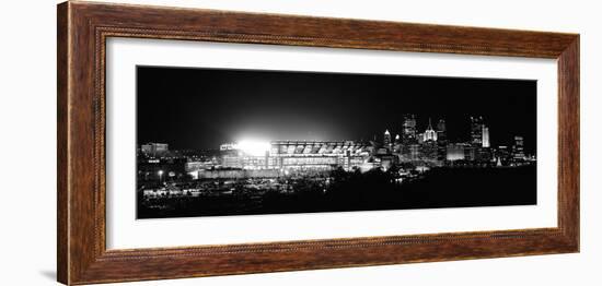 Stadium Lit Up at Night in a City, Heinz Field, Three Rivers Stadium, Pittsburgh, Pennsylvania, USA-null-Framed Photographic Print