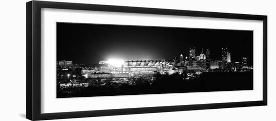 Stadium Lit Up at Night in a City, Heinz Field, Three Rivers Stadium, Pittsburgh, Pennsylvania, USA-null-Framed Photographic Print