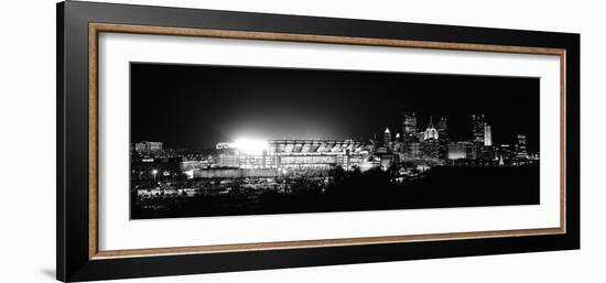Stadium Lit Up at Night in a City, Heinz Field, Three Rivers Stadium, Pittsburgh, Pennsylvania, USA-null-Framed Photographic Print