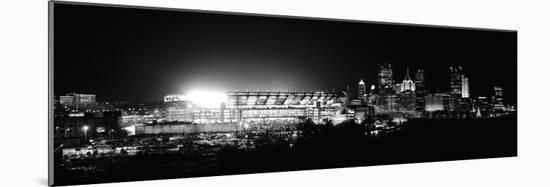 Stadium Lit Up at Night in a City, Heinz Field, Three Rivers Stadium, Pittsburgh, Pennsylvania, USA-null-Mounted Photographic Print