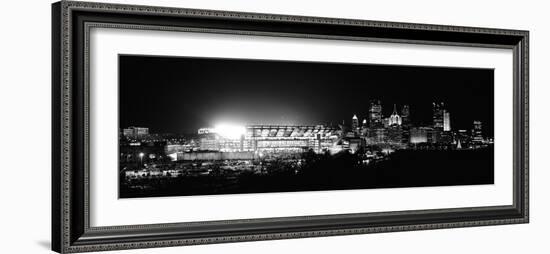 Stadium Lit Up at Night in a City, Heinz Field, Three Rivers Stadium, Pittsburgh, Pennsylvania, USA-null-Framed Photographic Print