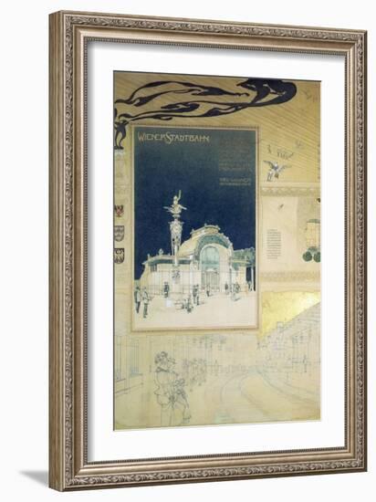 Stadtbahn Pavilion, Vienna Underground Railway, Exterior and a View of the Railway Platform-Otto Wagner-Framed Giclee Print