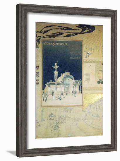 Stadtbahn Pavilion, Vienna Underground Railway, Exterior and a View of the Railway Platform-Otto Wagner-Framed Giclee Print