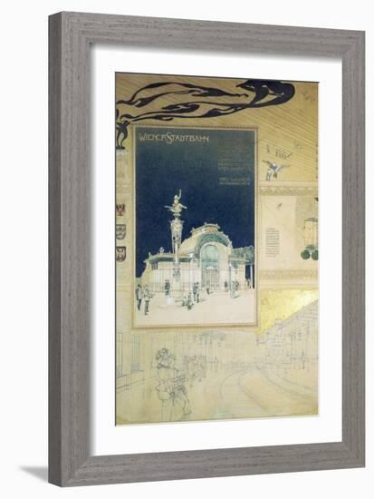 Stadtbahn Pavilion, Vienna Underground Railway, Exterior and a View of the Railway Platform-Otto Wagner-Framed Giclee Print