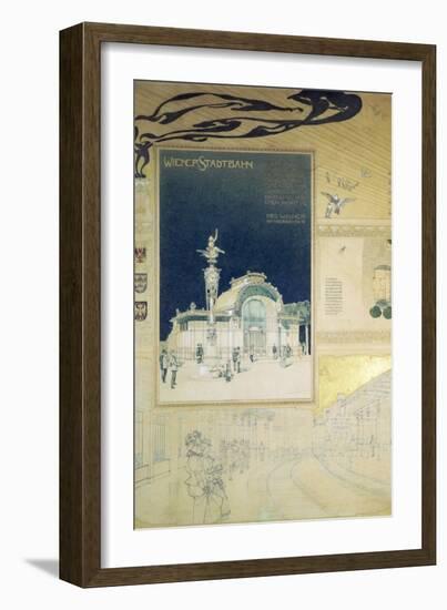 Stadtbahn Pavilion, Vienna Underground Railway, Exterior and a View of the Railway Platform-Otto Wagner-Framed Giclee Print