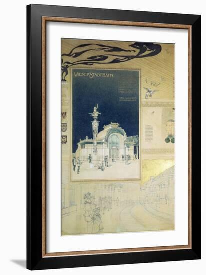 Stadtbahn Pavilion, Vienna Underground Railway, Exterior and a View of the Railway Platform-Otto Wagner-Framed Giclee Print