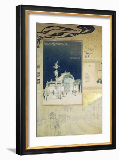 Stadtbahn Pavilion, Vienna Underground Railway, Exterior and a View of the Railway Platform-Otto Wagner-Framed Giclee Print