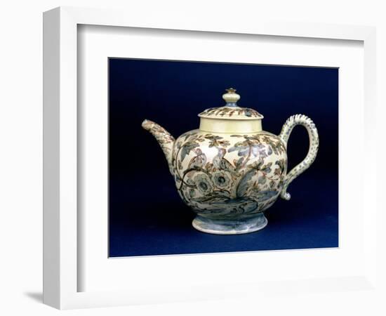 Staffordshire Creamware Teapot Known as "The Tunstall Teapot" with Three Birds in Foliage, 1743-null-Framed Giclee Print