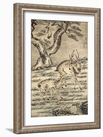 Stag and Doe-Gao Qipei-Framed Giclee Print