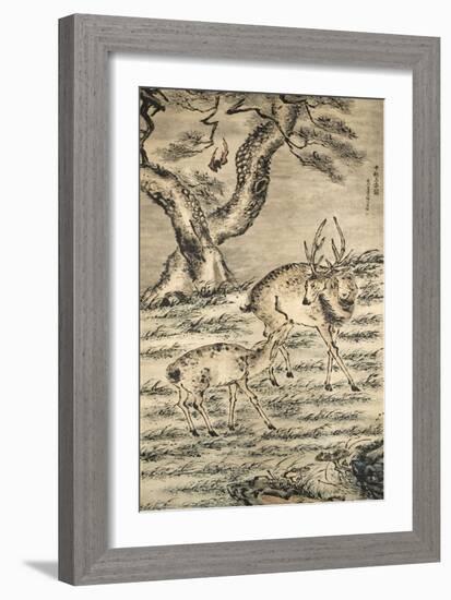 Stag and Doe-Gao Qipei-Framed Giclee Print