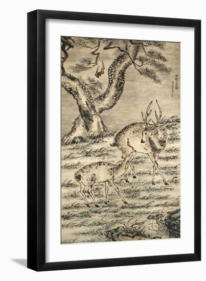 Stag and Doe-Gao Qipei-Framed Giclee Print