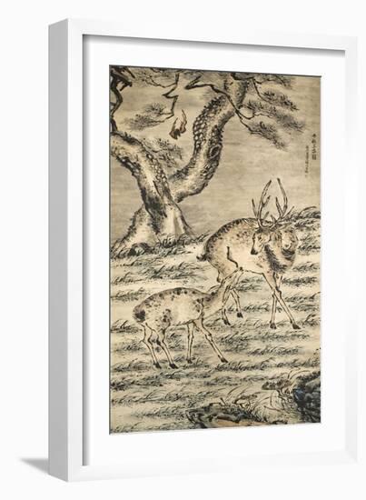 Stag and Doe-Gao Qipei-Framed Giclee Print