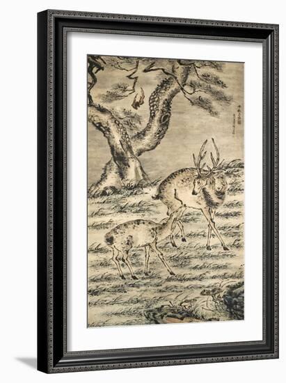 Stag and Doe-Gao Qipei-Framed Giclee Print