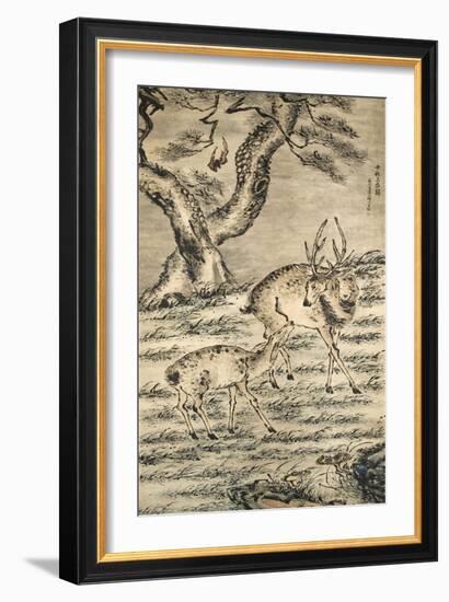 Stag and Doe-Gao Qipei-Framed Giclee Print