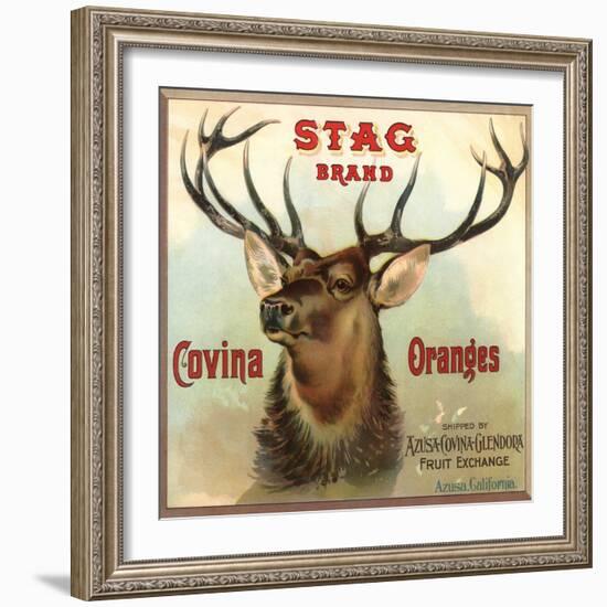 Stag Brand - Azusa, California - Citrus Crate Label-Lantern Press-Framed Art Print