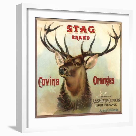 Stag Brand - Azusa, California - Citrus Crate Label-Lantern Press-Framed Art Print