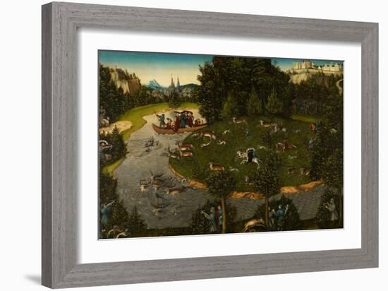 Stag Hunt with the Elector Frederick the Wise, 1529-Lucas Cranach the Elder-Framed Giclee Print