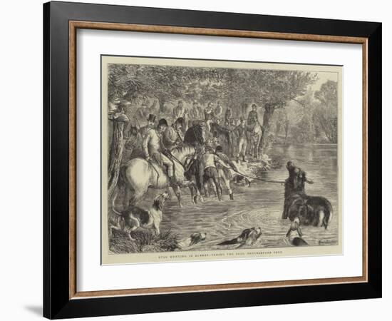 Stag Hunting in Surrey, Taking the Deer, Shackleford Pond-Basil Bradley-Framed Giclee Print