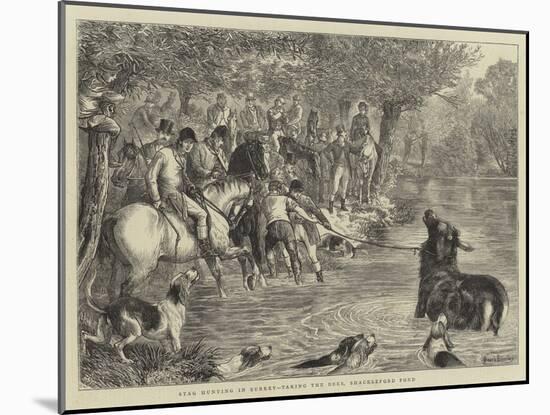 Stag Hunting in Surrey, Taking the Deer, Shackleford Pond-Basil Bradley-Mounted Giclee Print