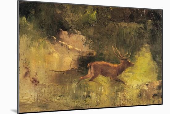 Stag Running Through a Wood, c.1865-Gustave Courbet-Mounted Giclee Print