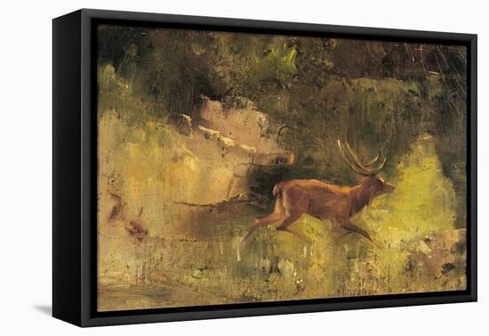 Stag Running Through a Wood, c.1865-Gustave Courbet-Framed Premier Image Canvas