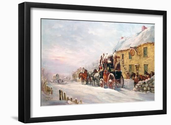 Stage Coach Outside a Tavern, Bath 1819-J.C. Maggs-Framed Giclee Print