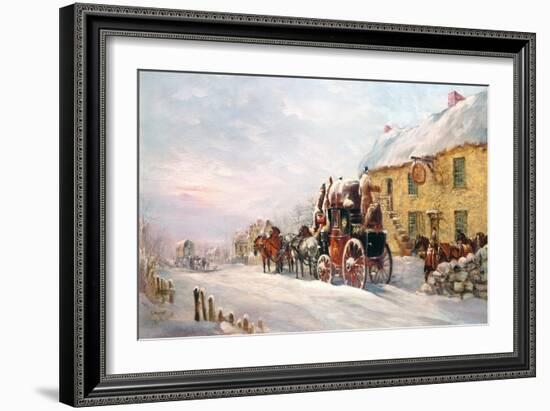 Stage Coach Outside a Tavern, Bath 1819-J.C. Maggs-Framed Giclee Print