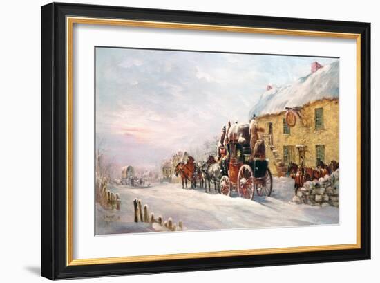 Stage Coach Outside a Tavern, Bath 1819-J.C. Maggs-Framed Giclee Print