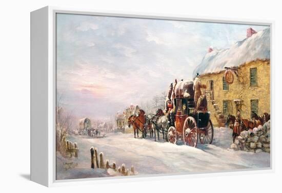 Stage Coach Outside a Tavern, Bath 1819-J.C. Maggs-Framed Premier Image Canvas