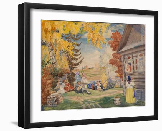 Stage Design for the Theatre Play Peasant Women by Alexander Neverov, 1920-Boris Michaylovich Kustodiev-Framed Giclee Print