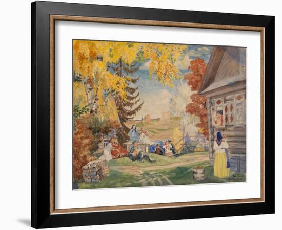 Stage Design for the Theatre Play Peasant Women by Alexander Neverov, 1920-Boris Michaylovich Kustodiev-Framed Giclee Print
