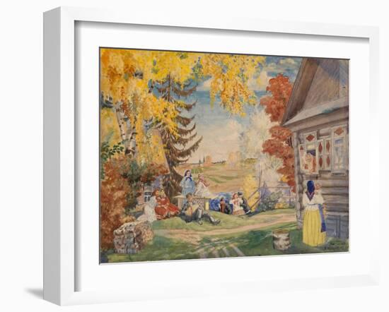 Stage Design for the Theatre Play Peasant Women by Alexander Neverov, 1920-Boris Michaylovich Kustodiev-Framed Giclee Print