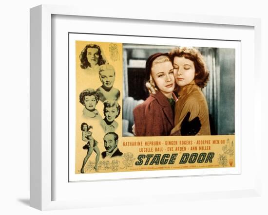 Stage Door, Ginger Rogers, Katharine Hepburn, 1937-null-Framed Photo