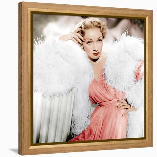 STAGE FRIGHT, Marlene Dietrich wearing a Christian Dior design, 1950-null-Framed Stretched Canvas