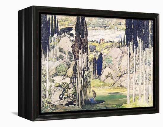 Stage Set Design for Act I of "Daphnis and Chloe" by Maurice Ravel-Leon Bakst-Framed Premier Image Canvas