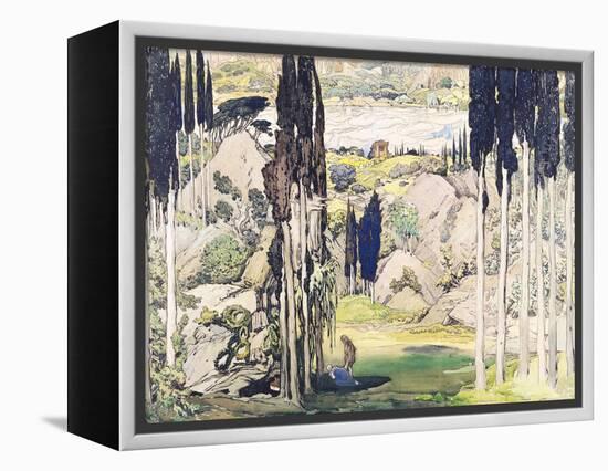 Stage Set Design for Act I of "Daphnis and Chloe" by Maurice Ravel-Leon Bakst-Framed Premier Image Canvas