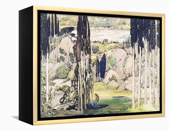 Stage Set Design for Act I of "Daphnis and Chloe" by Maurice Ravel-Leon Bakst-Framed Premier Image Canvas