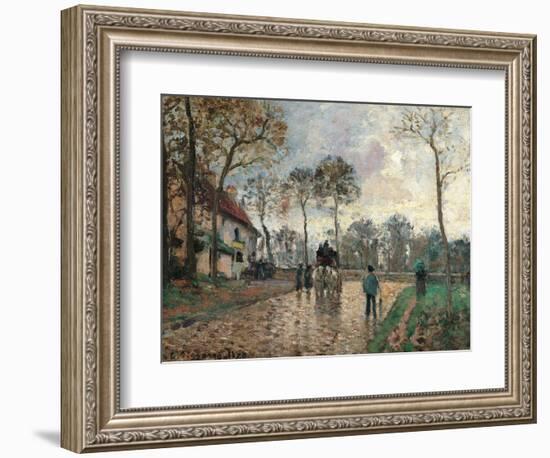 Stagecoach at Louveciennes-Camille Pissarro-Framed Art Print