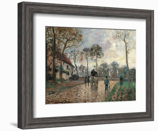 Stagecoach at Louveciennes-Camille Pissarro-Framed Art Print