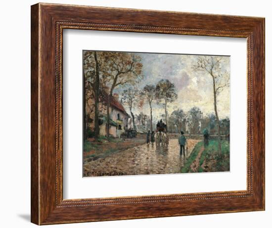 Stagecoach at Louveciennes-Camille Pissarro-Framed Art Print