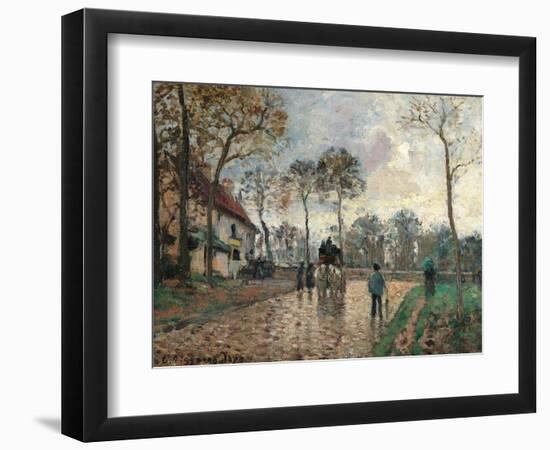 Stagecoach at Louveciennes-Camille Pissarro-Framed Art Print