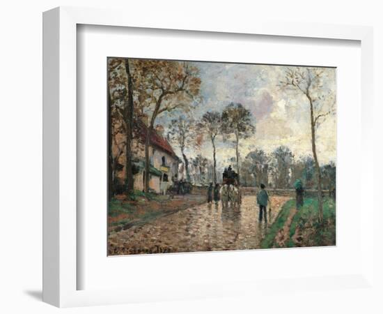 Stagecoach at Louveciennes-Camille Pissarro-Framed Art Print