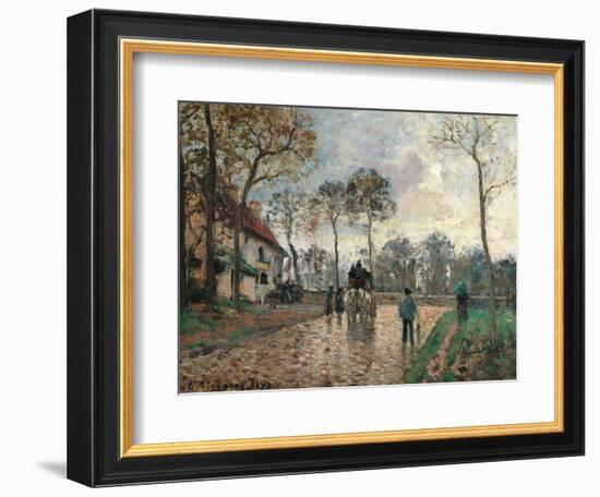 Stagecoach at Louveciennes-Camille Pissarro-Framed Art Print