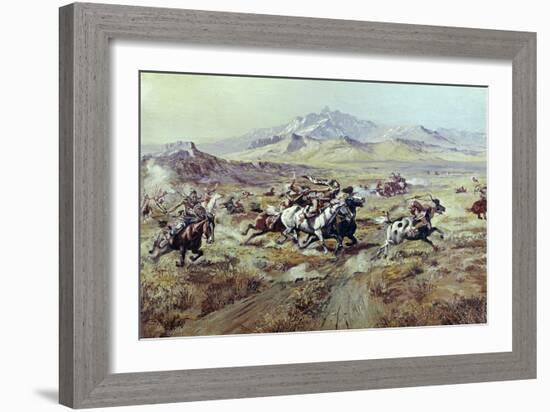 Stagecoach Attack-Charles Marion Russell-Framed Giclee Print