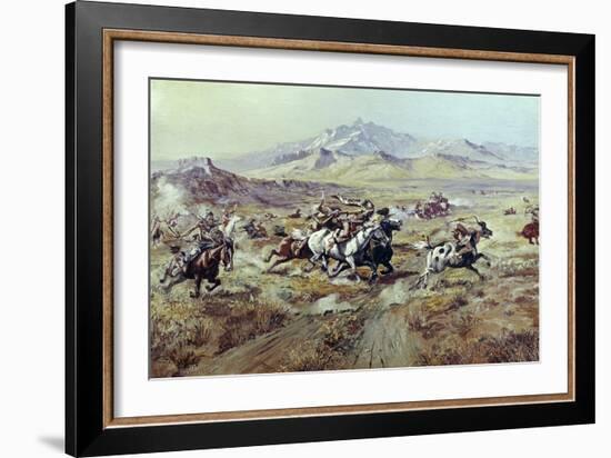 Stagecoach Attack-Charles Marion Russell-Framed Giclee Print