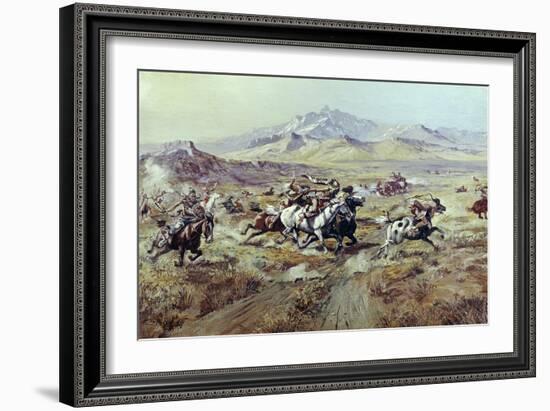 Stagecoach Attack-Charles Marion Russell-Framed Giclee Print