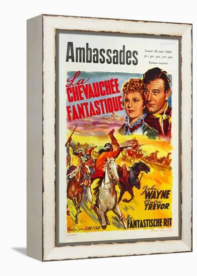 Stagecoach, Belgian Movie Poster, 1939-null-Framed Stretched Canvas