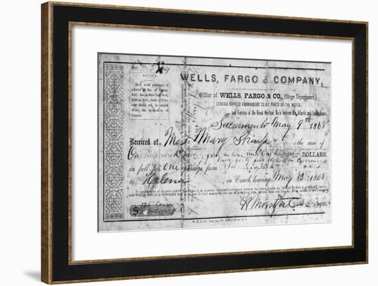 Stagecoach Ticket, 1868-null-Framed Giclee Print
